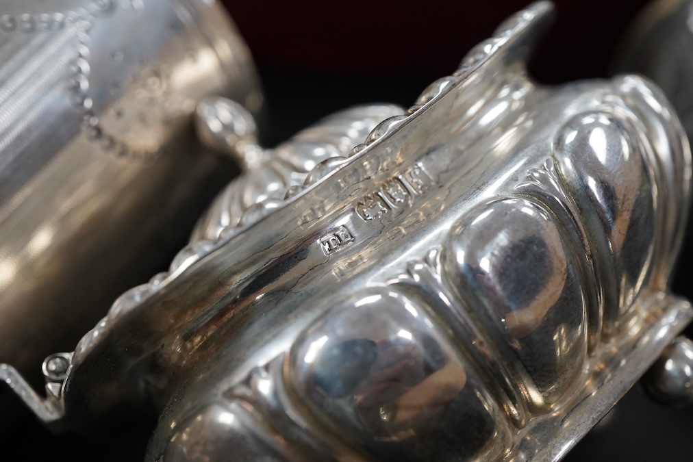 A collection of silver cruet items, napkin rings and other items various, weight approx. 15.37ozt